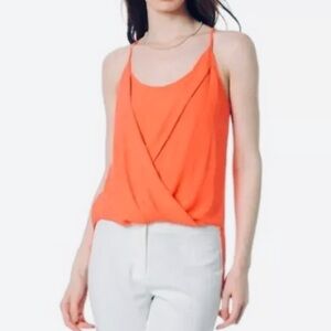 BCBG MAXAZRIA Sayge faux wrap tank top, mandarin